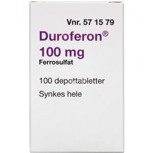 Duroferon 100 mg (Håndkøb, apoteksforbeholdt) 100 stk Depottabletter - 2care4