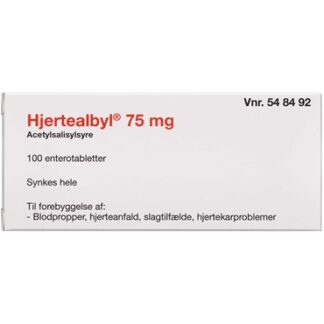 Hjertealbyl 75 mg (Håndkøb, apoteksforbeholdt) 100 stk Enterotabletter - 2care4
