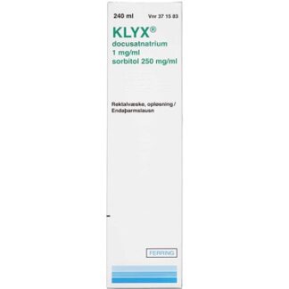 Klyx 1 + 250 mg/ml 240 ml Rektalvæske, opløsning - Ferring