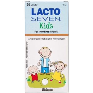Lacto Seven Kids tyggetabletter m. Jordbær/hindbærsmag Kosttilskud 20 stk - Lacto Seven