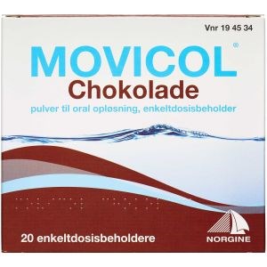 Movicol Chokolade 20 stk Pulver til oral opløsning, enkeltdosisbeholder - movicol