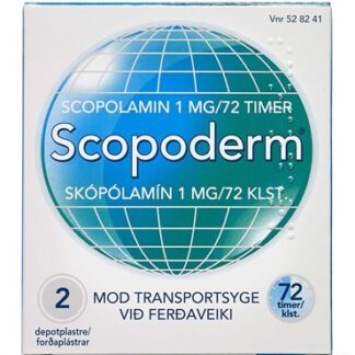 Scopoderm 1 mg/72 timer (Håndkøb, apoteksforbeholdt) 2 stk Depotplastre - Scopoderm