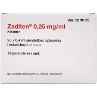 Zaditen 0,25 mg/ml 20 stk Øjendråber, opløsning, enkeltdosisbeholder - 2care4