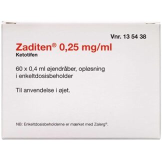 Zaditen 0,25 mg/ml 60 stk Øjendråber, opløsning, enkeltdosisbeholder - 2care4