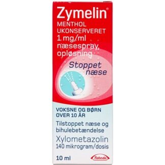Zymelin Menthol Ukonserveret 1 mg/ml 10 ml Næsespray, opløsning - Zymelin
