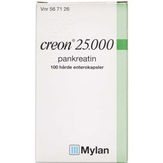 Creon 25.000 Lipase 25.000 EP-e (Håndkøb, apoteksforbeholdt) 100 stk Enterokapsler, hårde - Bgp products